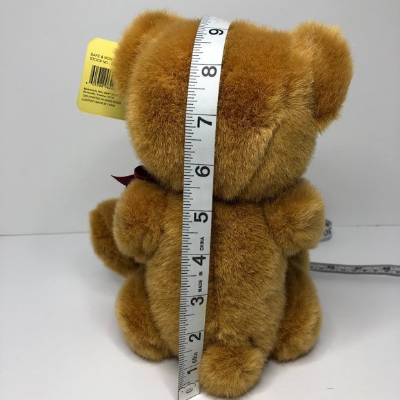 Vintage One Of A Kind Plush Bear 9" Brown Bear with Merlot Bow Collectible - Picture 6 of 8